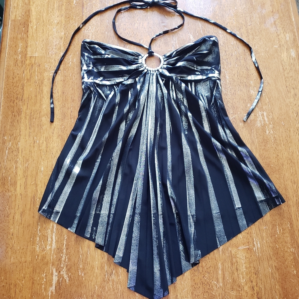 Black and Silver Halter Tube Top